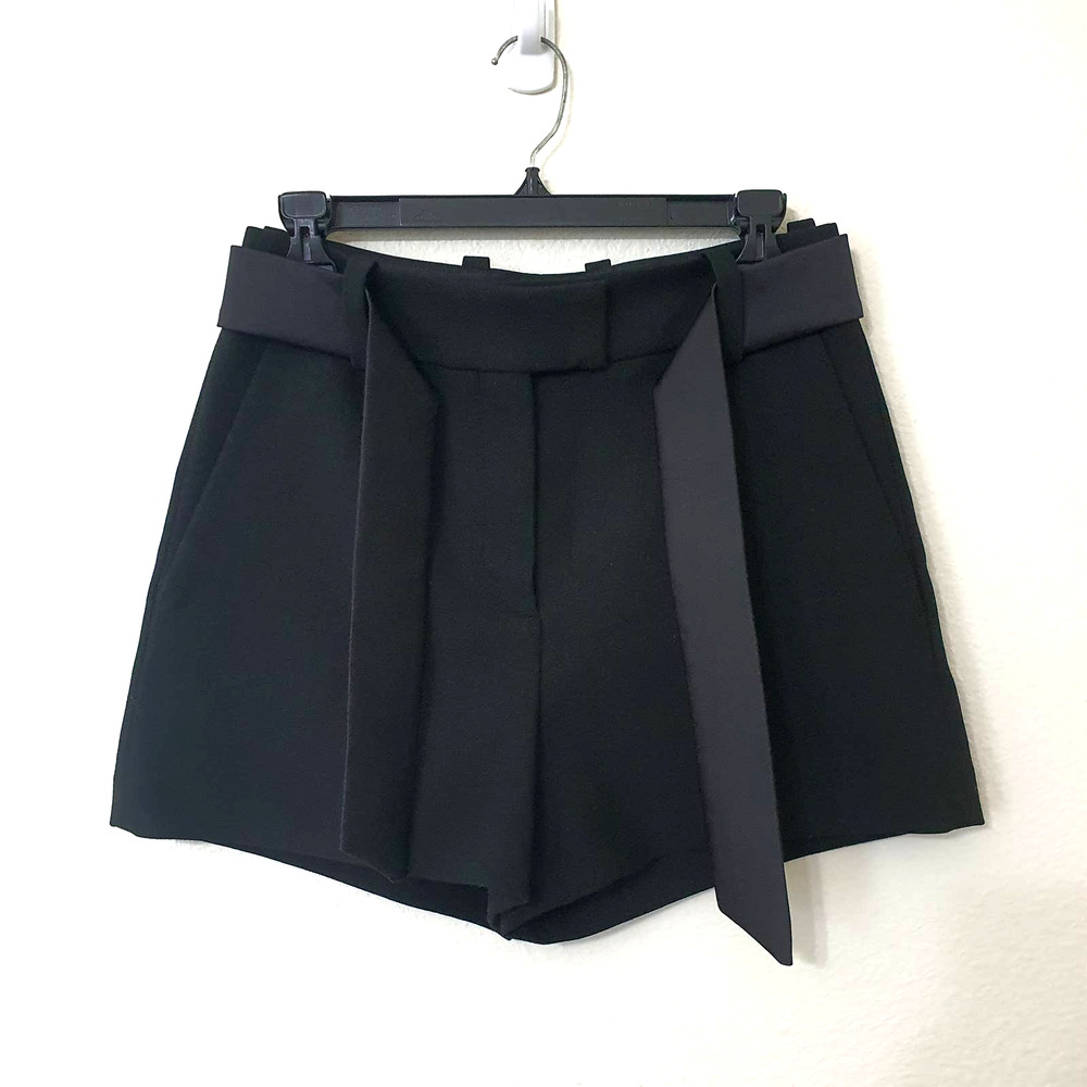Maje Black Paris Belted Flat Front Shorts Women's Size M - Picture 2 of 11
